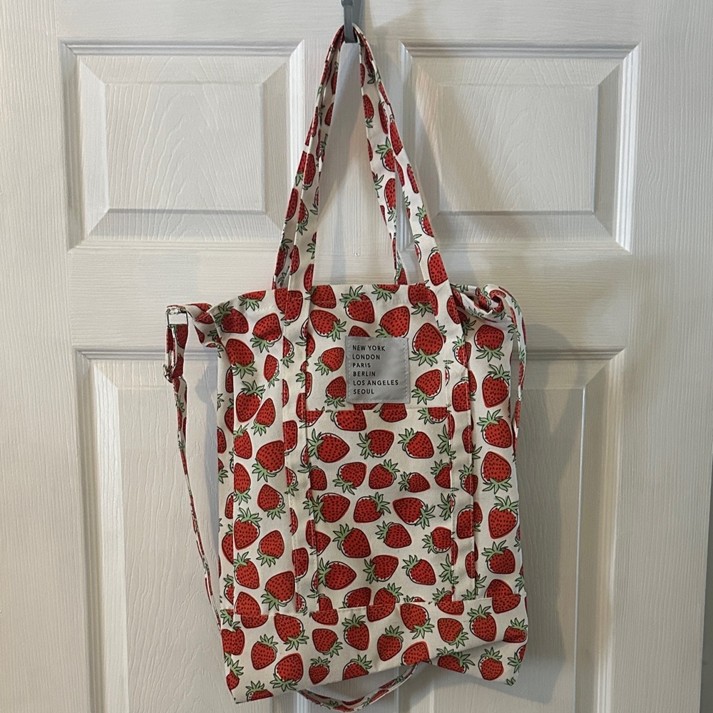Strawberry Print Tote Bag